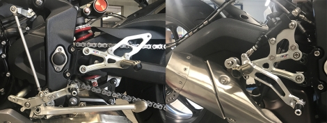 Commandes reculées Robby Moto modèle EVO TRIUMPH 675 STREET TRIPLE/DAYTONA 2007 2012