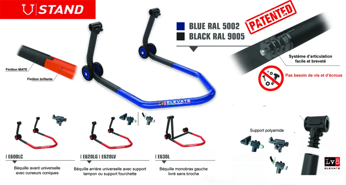 BEQUILLE ARRIERE U-STAND AVEC FOURCHETTE