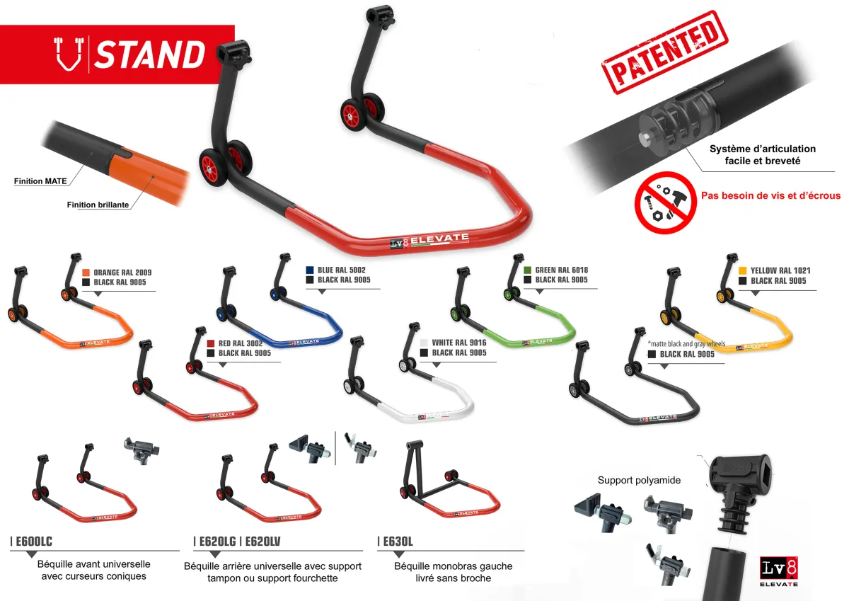 BEQUILLE ARRIERE U-STAND AVEC FOURCHETTE