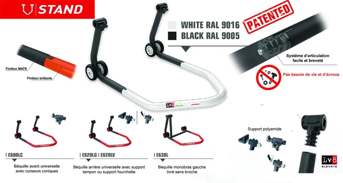 BEQUILLE ARRIERE U-STAND AVEC FOURCHETTE