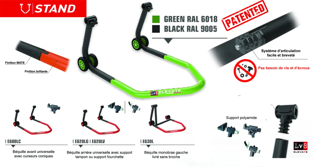 BEQUILLE ARRIERE U-STAND AVEC FOURCHETTE